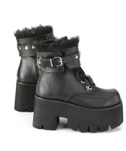Pleasers Demonia Ashes Black Fuzzy Cuff Boots Shoes 20 Pleasers Demonia Ashes Black Fuzzy Cuff Boots Shoes
