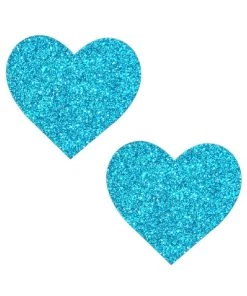 Neva Nude Accessories Bowie Blue Glitter Heart Pasties