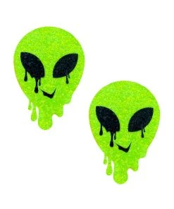 Neva Nude New Melty Alien Sparkle Neon Green UV Reactive Pasties