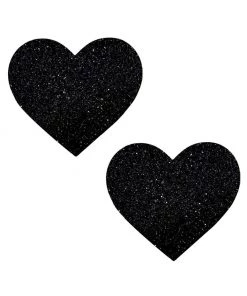 Neva Nude Black Malice Glitter Heart Pasties