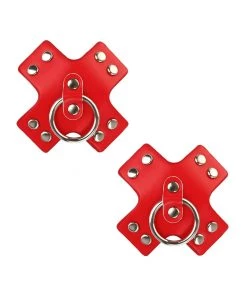 Neva Nude Pierced 'n Punked Red Vegan Leather Reusable Pasties Womens