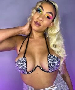 OhYes Fashion New Black Double Crossed Diamonds Bustier