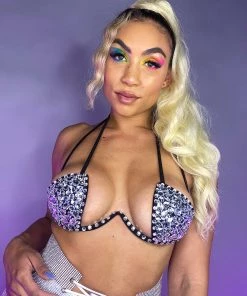 OhYes Fashion New Black Double Crossed Diamonds Bustier