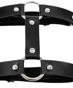 AE 1pc Miss Behaved Dual-Strap Faux Leather O-Ring Leg Garter Womens