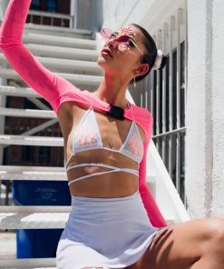 Shark Womens White Sheer Bikini Wrap Top