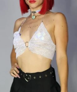 AE Maddy Crystallized Mesh Top