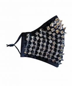 Neva Nude Womens Silver Chrome Stud Face Mask With Filter Pocket