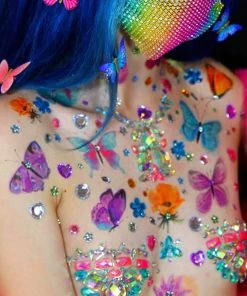 Neva Nude Purple Butterfly Kisses Giant Temporary Tattoo Pack