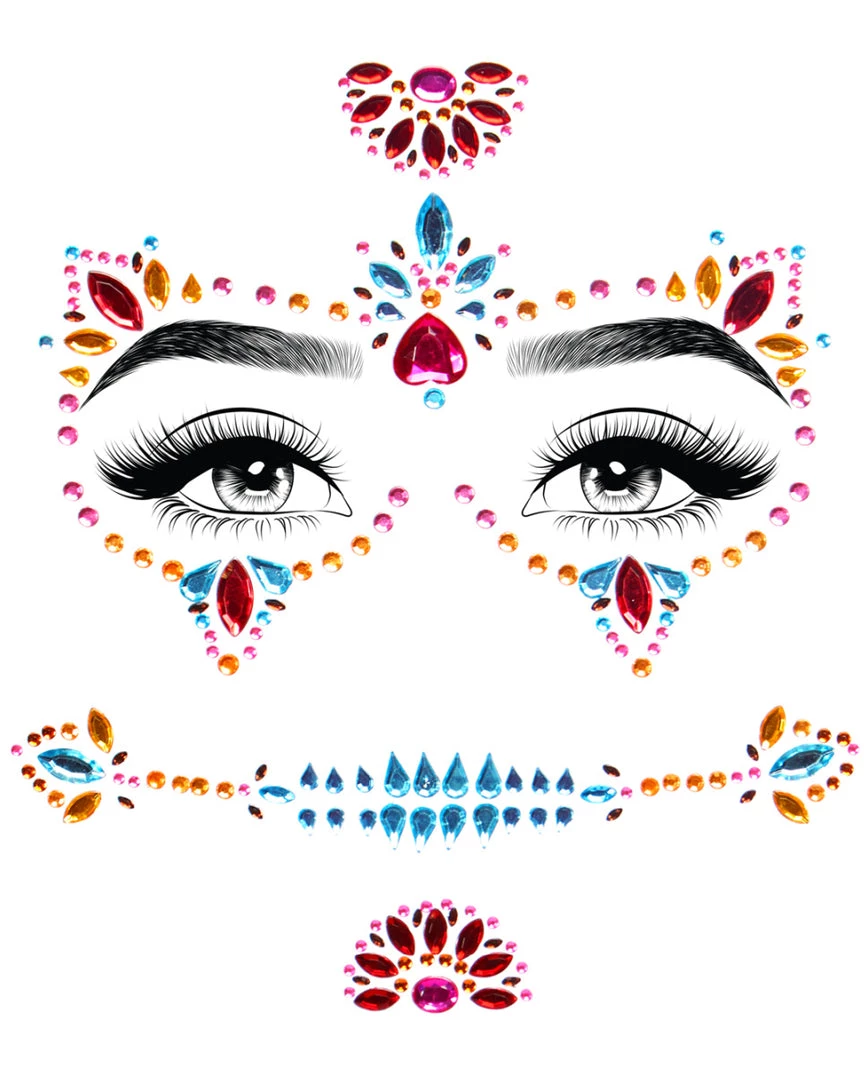 Leg Avenue DOTD Candy Skull Multicolor Face Jewels Sticker 1 Leg Avenue DOTD Candy Skull Multicolor Face Jewels Sticker