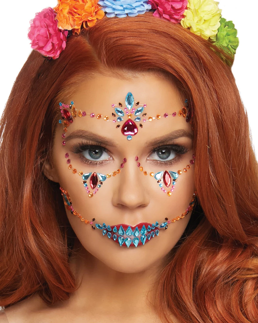 Leg Avenue DOTD Candy Skull Multicolor Face Jewels Sticker 2 Leg Avenue DOTD Candy Skull Multicolor Face Jewels Sticker