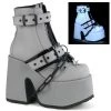 Pleasers Flash Reflective Demonia Lock And Chain Reflective Heel Boots