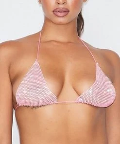 Hengda Crystal Euphoria Rhinestone Bikini Top Womens 16 Hengda Crystal Euphoria Rhinestone Bikini Top Womens
