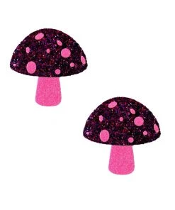 Neva Nude Alice Down The Rabbit Hole Pink Glitter UV Blacklight Shroom Nipztix Pasties
