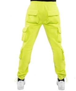 EPTM Womens Bright Lights Neon Yellow Fleece Cargo Pants