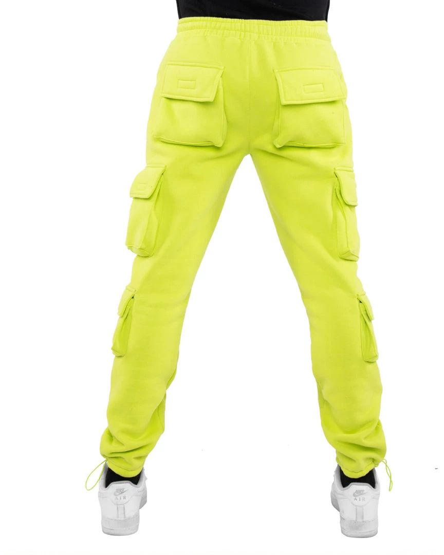 EPTM Womens Bright Lights Neon Yellow Fleece Cargo Pants 2 EPTM Womens Bright Lights Neon Yellow Fleece Cargo Pants