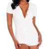 Roma 1pc Cozy Comfy White Loungewear Romper