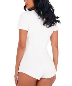Roma 1pc Cozy Comfy White Loungewear Romper