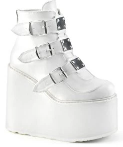 Pleasers Shoes Demonia Swing White Platform With Chrome Plates 7 Pleasers Shoes Demonia Swing White Platform With Chrome Plates