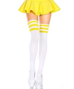 Music Legs Striped Athletic Thigh High Socks Accessories