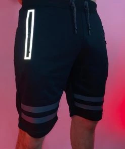 Phillip Marciano LLC Mens Men's Striped Reflective Jock Long Shorts