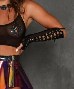 J. Valentine Pixie Cadet Lace Up Mesh Gloves