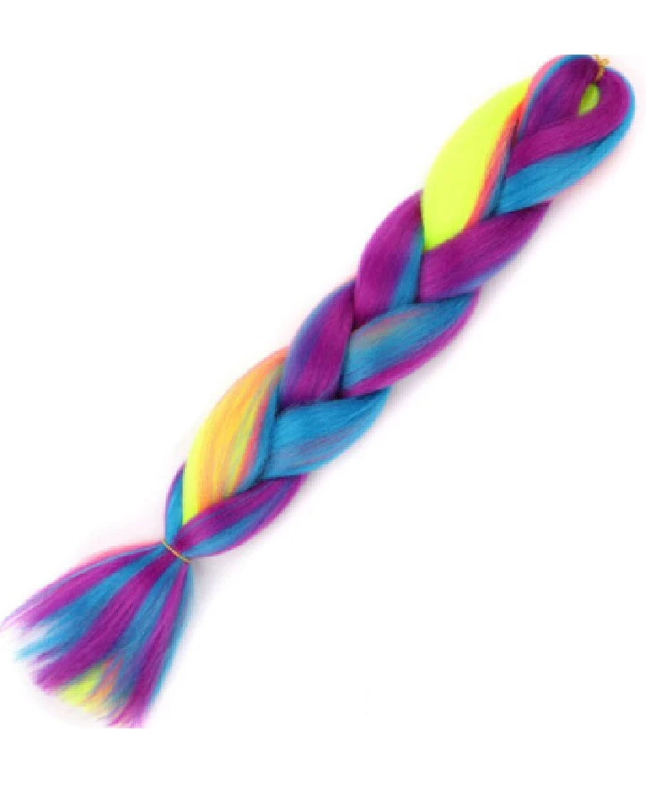 AE 24" Dark Rainbow Purple Teal Yellow Braiding Hair Extensions Accessories 1 AE 24" Dark Rainbow Purple Teal Yellow Braiding Hair Extensions Accessories