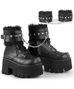 Pleasers Demonia Ashes Black Fuzzy Cuff Boots Shoes 19 Pleasers Demonia Ashes Black Fuzzy Cuff Boots Shoes