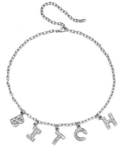 AE B-I-T-C-H Rhinestone Necklace Accessories