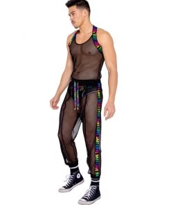 Roma Rainbow Love Fishnet Joggers