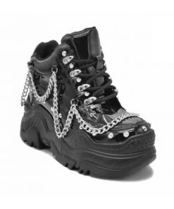 Realplay Corp Womens Black Patent Space Candy Chain Sneakers