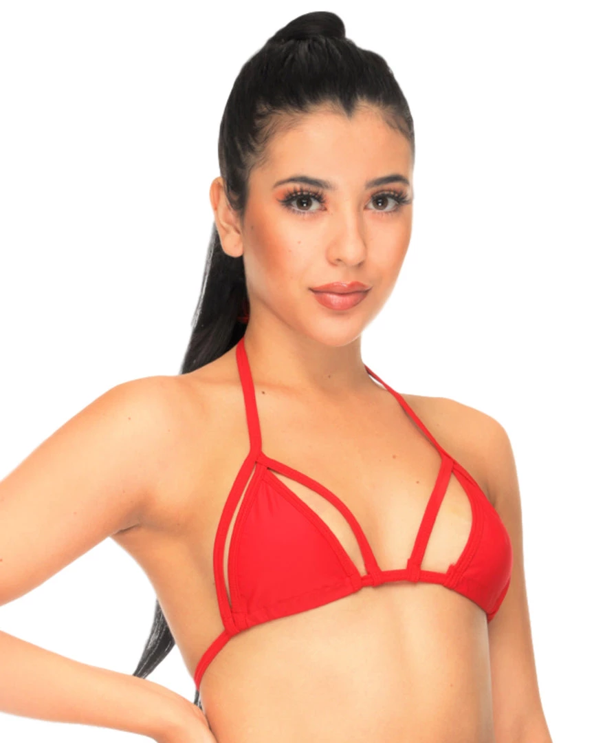 Juan Red Caged Halter Bikini Rave Top 1 Juan Red Caged Halter Bikini Rave Top