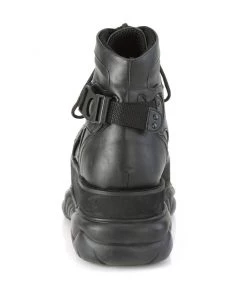 Pleasers Demonia Black Platform Lace-Up Criss-Cross Strap Ankle Boot 6 Pleasers Demonia Black Platform Lace-Up Criss-Cross Strap Ankle Boot