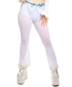 AE New Bubble-icious Sheer Fur Bell Bottom Rave Pants