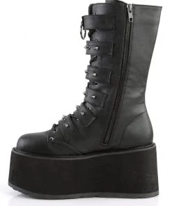 Pleasers Shoes Demonia Matte Black Studded Mid-Calf Platform Boots