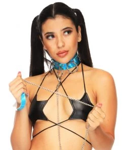 AE Lingerie Lead Me On Holographic Choker & Leash 2pc Set