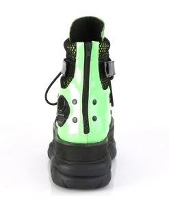Pleasers Mens Demonia Neon Green Platform Lace-Up Criss-Cross Strap Ankle Boot
