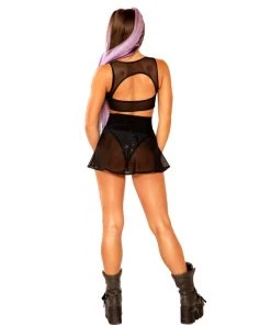 Shark Black Mesh Skater Skirt Womens
