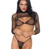 Leg Avenue Black Industrial Net 3pc Bikini Set