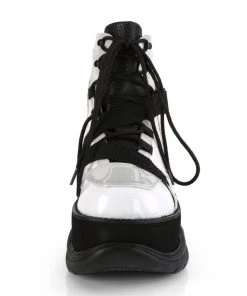 Pleasers Demonia Silver Platform Lace-Up Criss-Cross Strap Ankle Boot