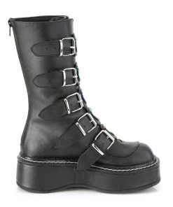 Pleasers Demonia Emily Vegan Leather Heart-Buckle Boot Womens