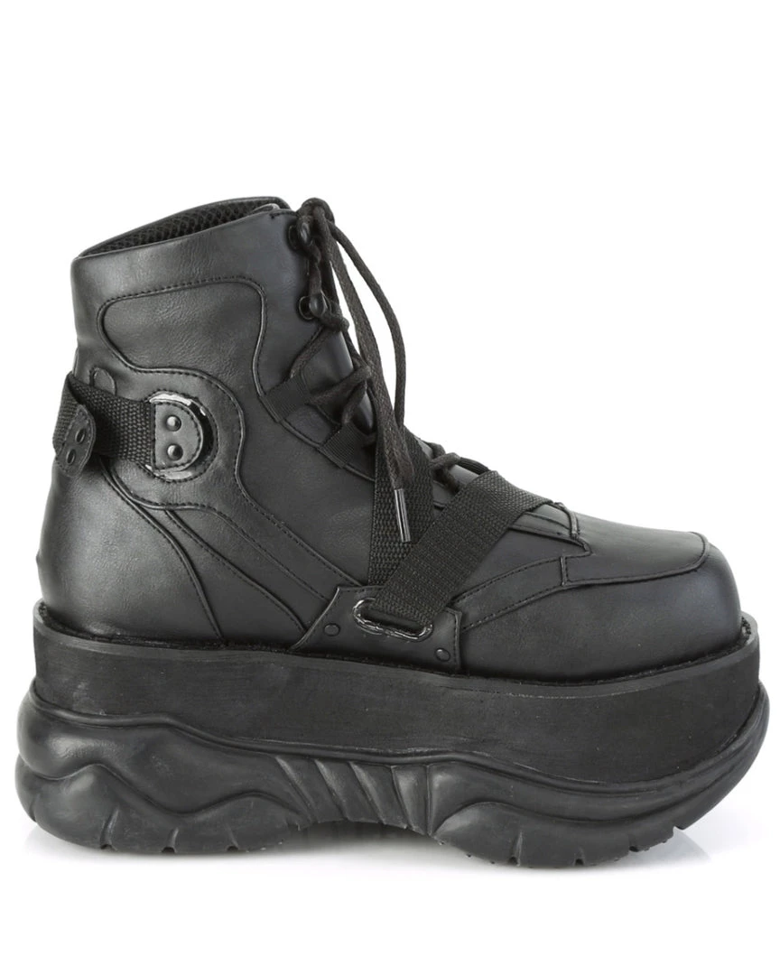 Pleasers Demonia Black Platform Lace-Up Criss-Cross Strap Ankle Boot 1 Pleasers Demonia Black Platform Lace-Up Criss-Cross Strap Ankle Boot