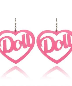 AE I'll Be Your Doll Heart Shaped PVC Earrings Womens