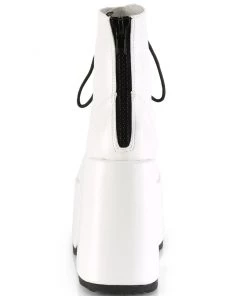 Pleasers Demonia Chunky White Vegan Leather Lace-Up Platform Ankle Boots Club Y2K