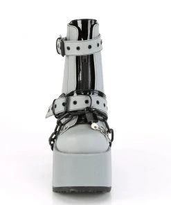 Pleasers Flash Reflective Demonia Lock And Chain Reflective Heel Boots