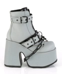 Pleasers Flash Reflective Demonia Lock And Chain Reflective Heel Boots