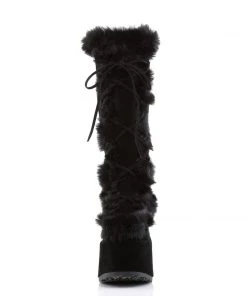Pleasers Demonia Black Furry Winter Faux Fur Boots