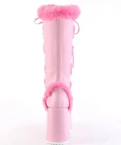 Pleasers Demonia Pink Furry Winter Faux Fur Boots Shoes