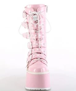 Pleasers Demonia Holo Pink Damned Mid-Calf Boots Shoes