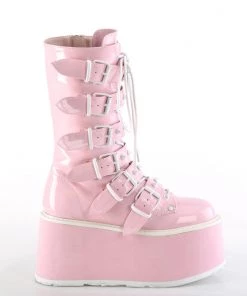 Pleasers Demonia Holo Pink Damned Mid-Calf Boots Shoes