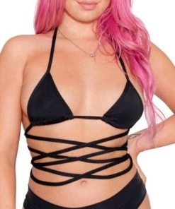 Shark Womens Black Bikini Wrap Top